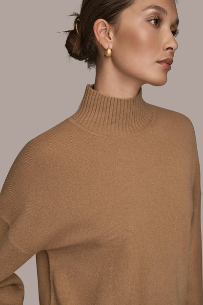 WOOL AND CASHMERE-BLEND MOCK-NECK SWEATER