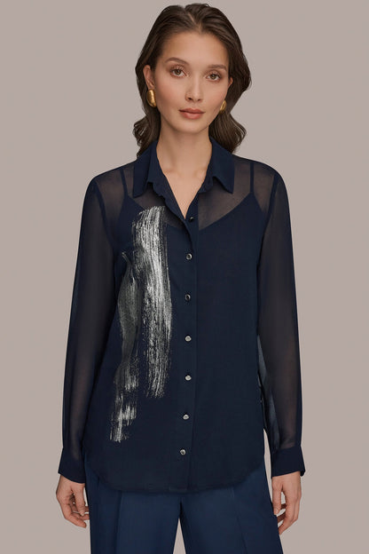 METALLIC BRUSHSTROKE BLOUSE