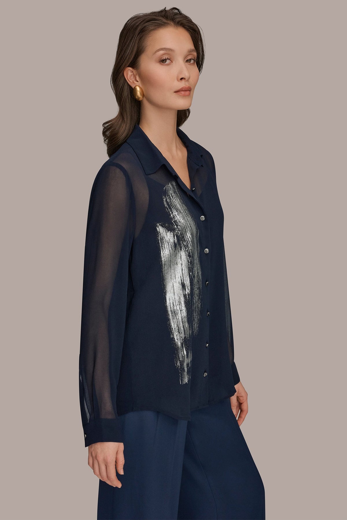 METALLIC BRUSHSTROKE BLOUSE