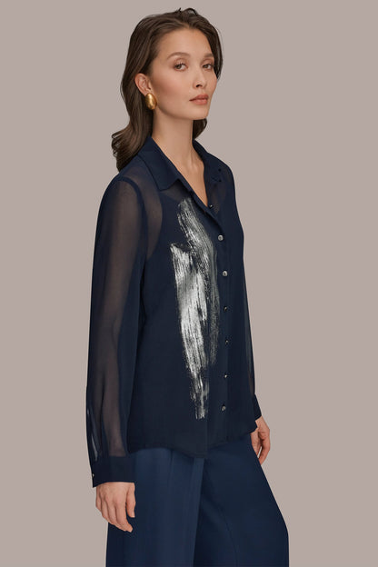METALLIC BRUSHSTROKE BLOUSE
