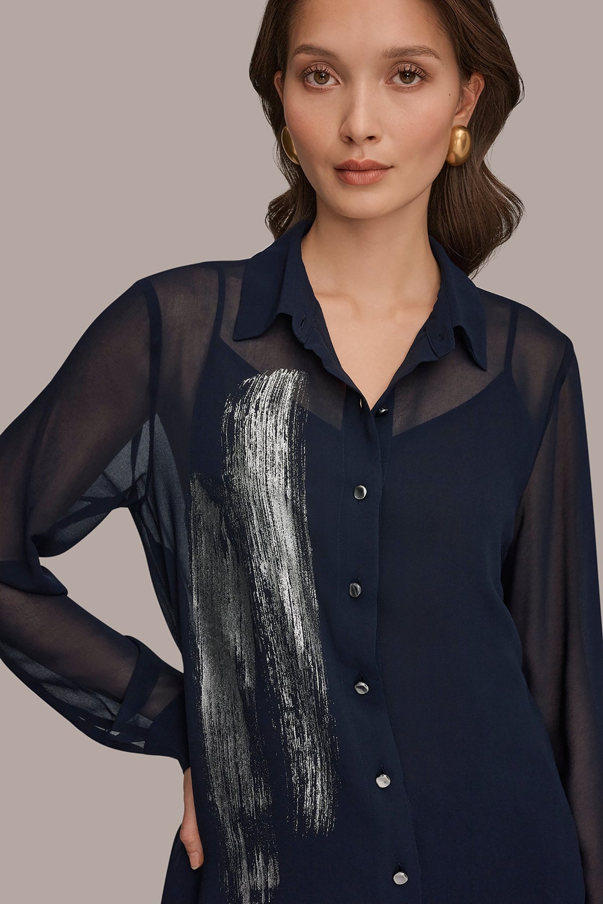 METALLIC BRUSHSTROKE BLOUSE