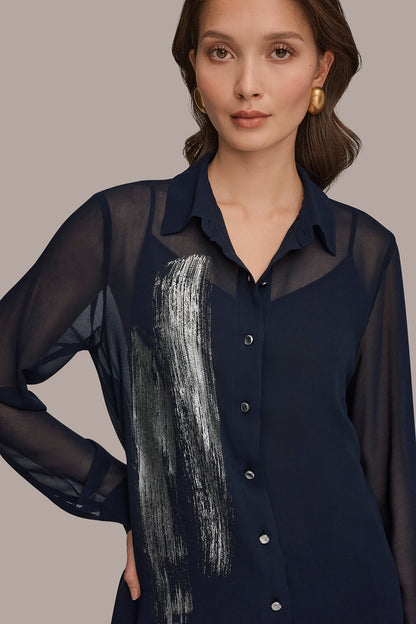 METALLIC BRUSHSTROKE BLOUSE