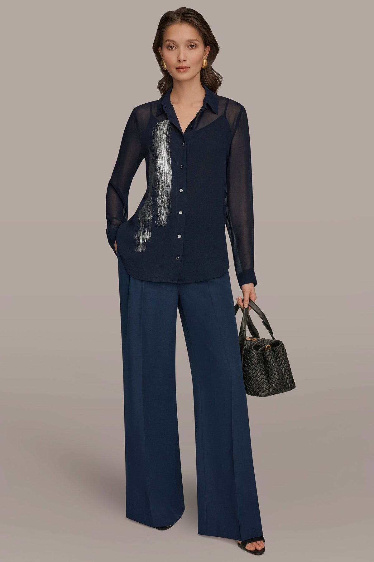 METALLIC BRUSHSTROKE BLOUSE