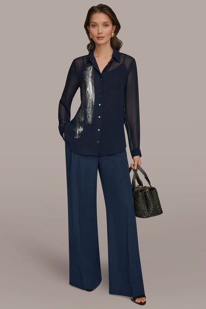 METALLIC BRUSHSTROKE BLOUSE