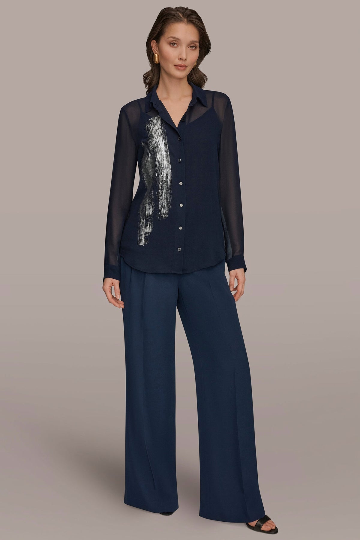 METALLIC BRUSHSTROKE BLOUSE