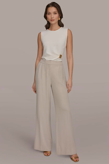 MID-RISE PLEATED WIDE-LEG SUIT PANT