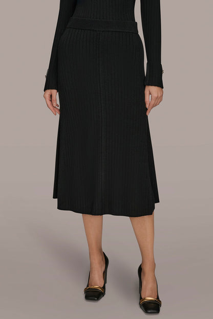 RIBBED SWEATER MIDI A-LINE SKIRT