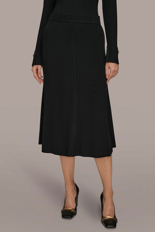 RIBBED SWEATER MIDI A-LINE SKIRT