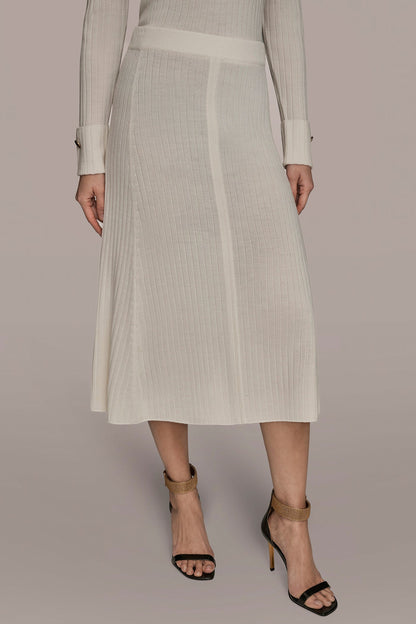 SEAMED MIDI A-LINE SWEATER SKIRT