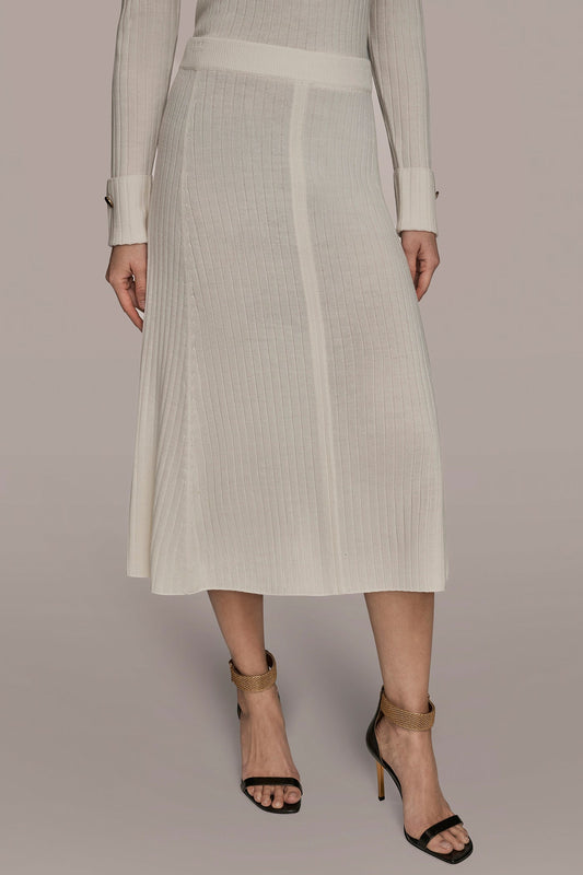 SEAMED MIDI A-LINE SWEATER SKIRT