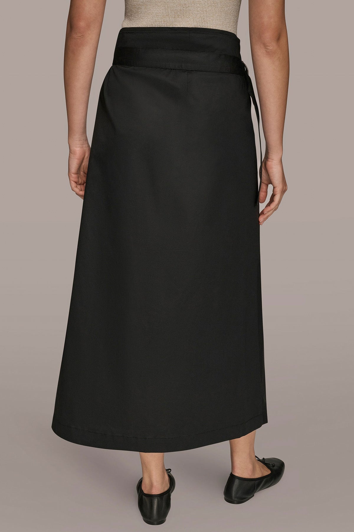 ASYMMETRIC MIDI WRAP CARGO SKIRT