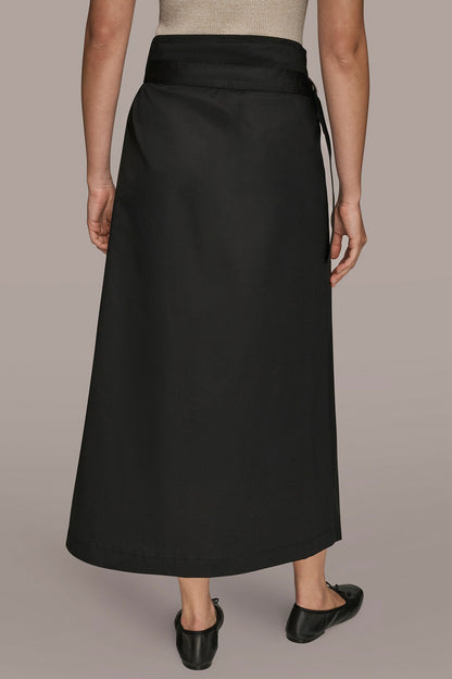 ASYMMETRIC MIDI WRAP CARGO SKIRT