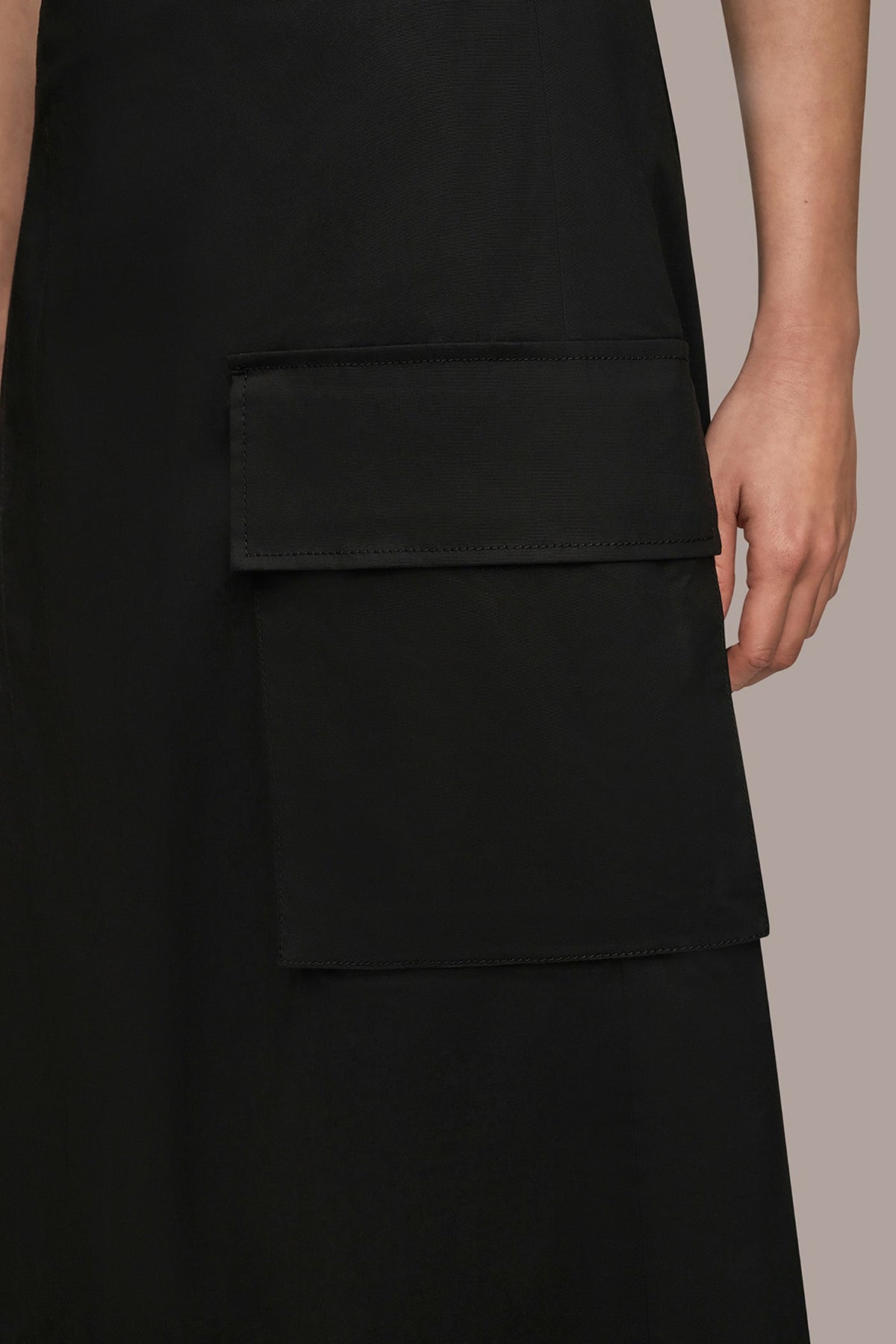 ASYMMETRIC MIDI WRAP CARGO SKIRT