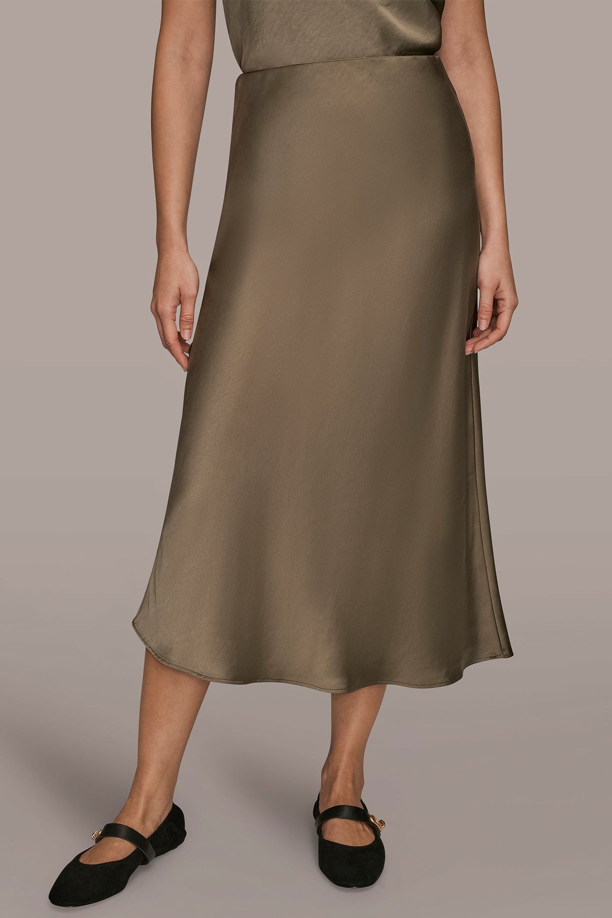 SATIN MIDI A-LINE SKIRT