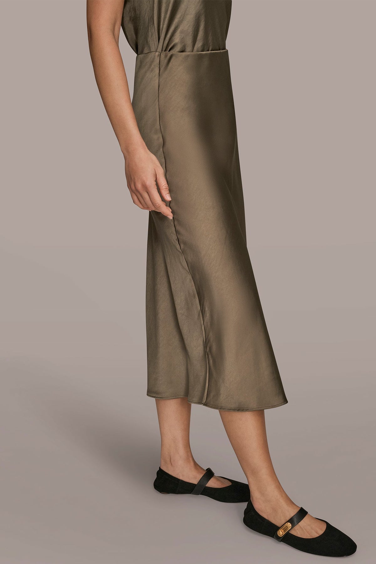 SATIN MIDI A-LINE SKIRT