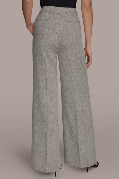 MID-RISE MÉLANGE PLEATED WIDE-LEG SUIT PANT