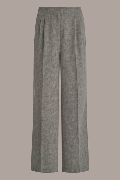 MID-RISE MÉLANGE PLEATED WIDE-LEG SUIT PANT
