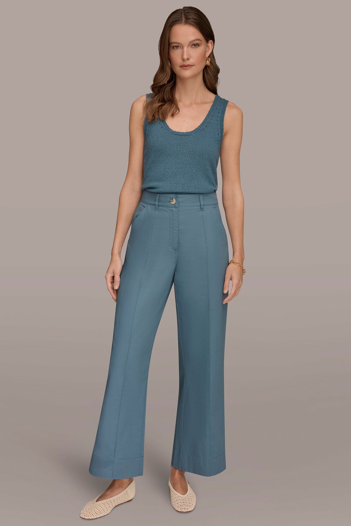 HIGH-RISE PINTUCKED WIDE-LEG TROUSER