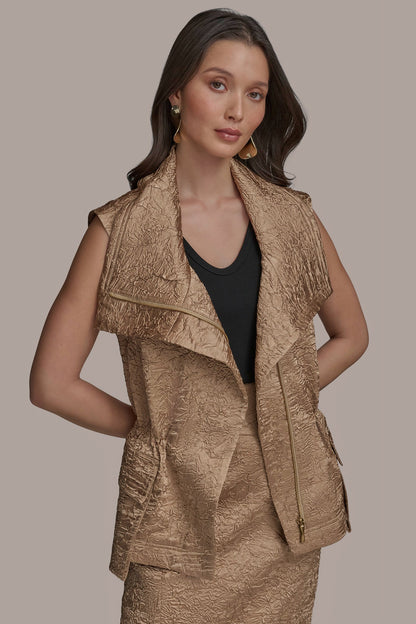 TEXT ZIP FRONT VEST