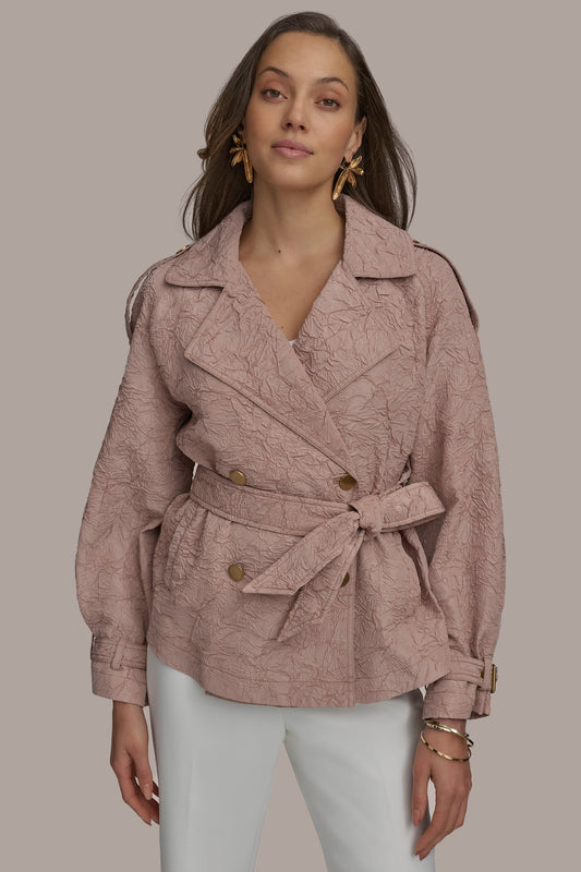 TEXT BUTTON JACKET WITH TIE