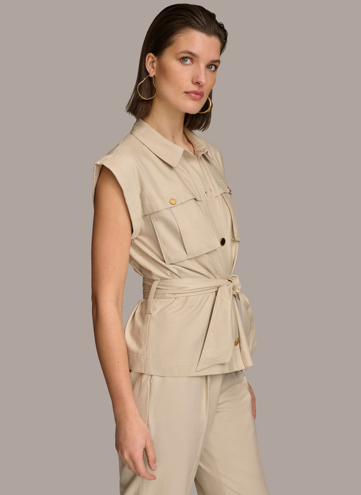 BELTED JACKET WITH POCKETS