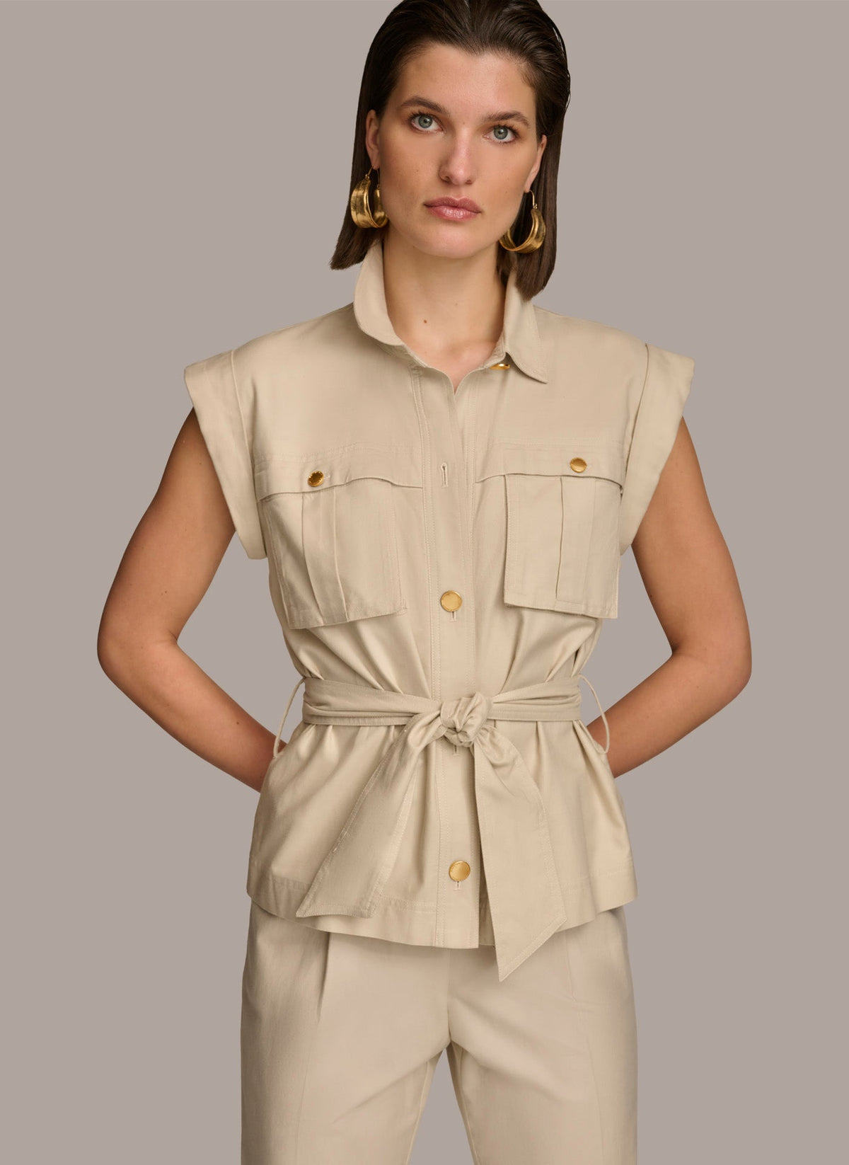 BELTED JACKET WITH POCKETS