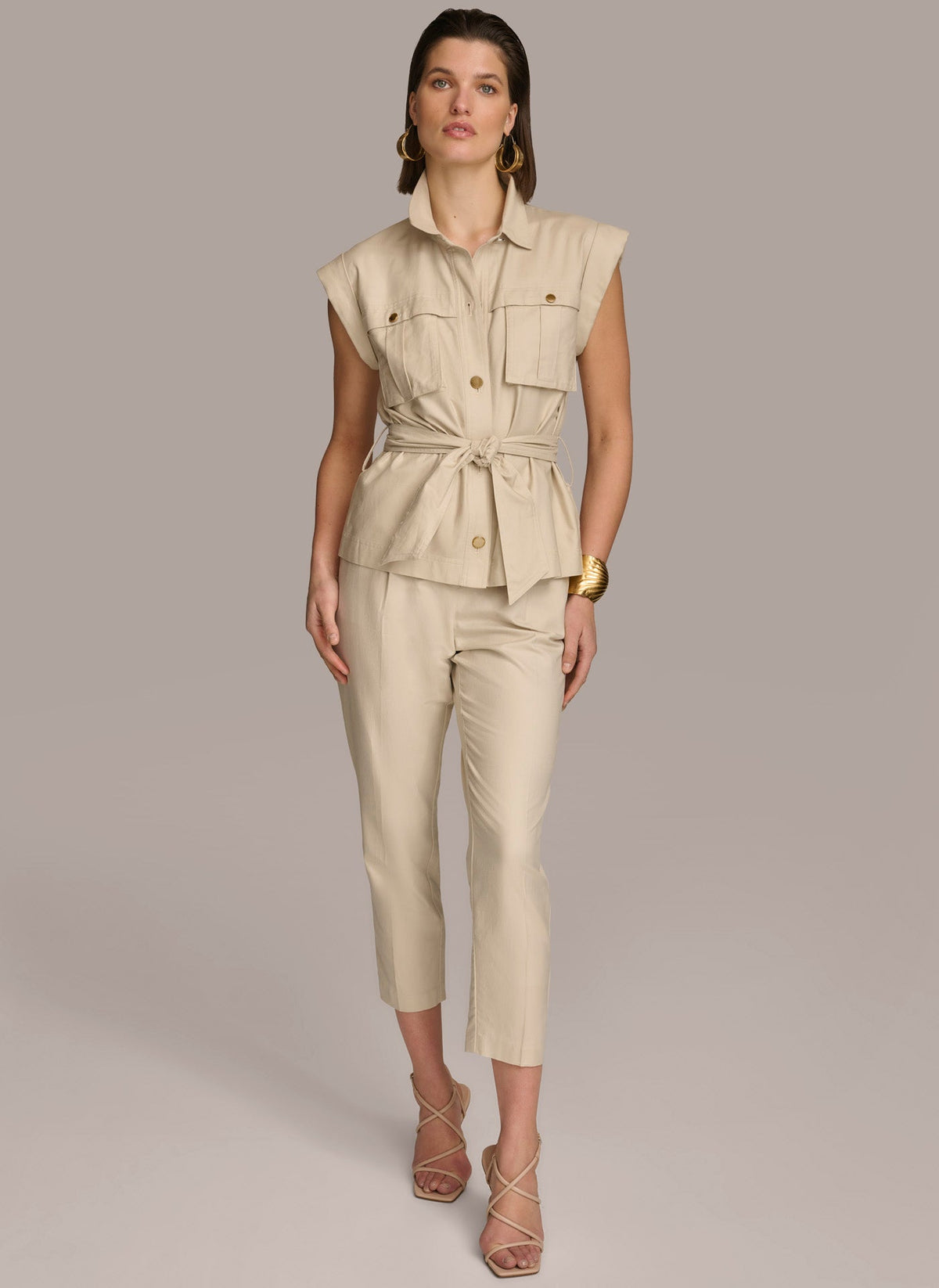 BELTED JACKET WITH POCKETS