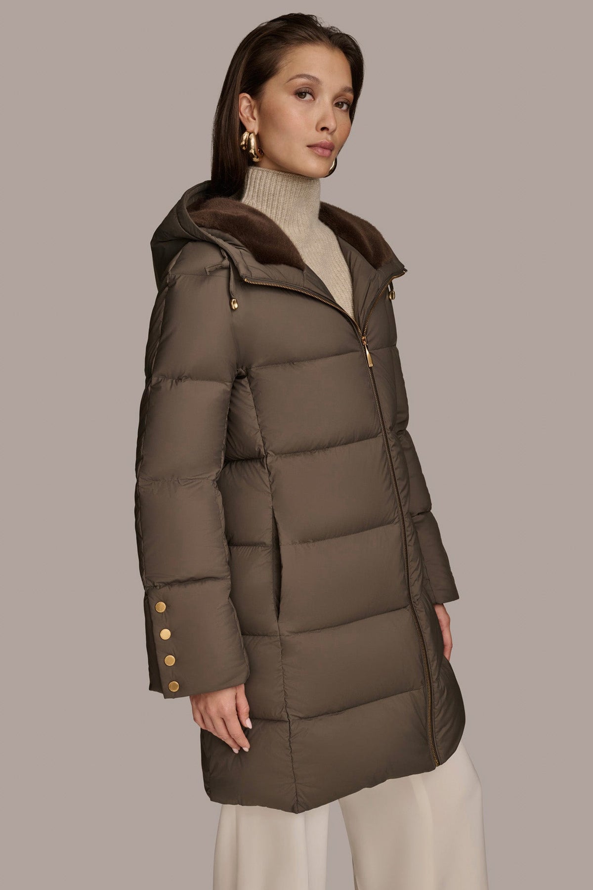 Long Hooded Down Filled Puffer Coat