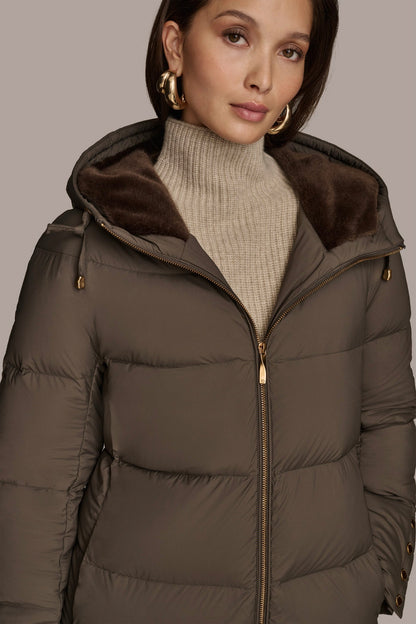 Long Hooded Down Filled Puffer Coat