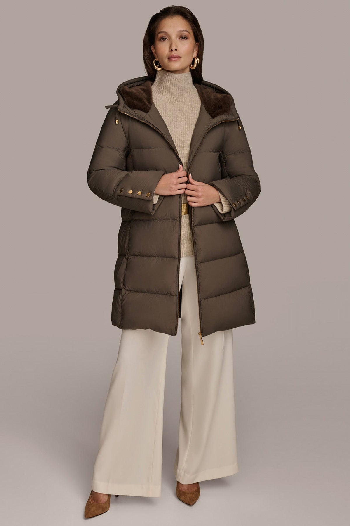 Long Hooded Down Filled Puffer Coat