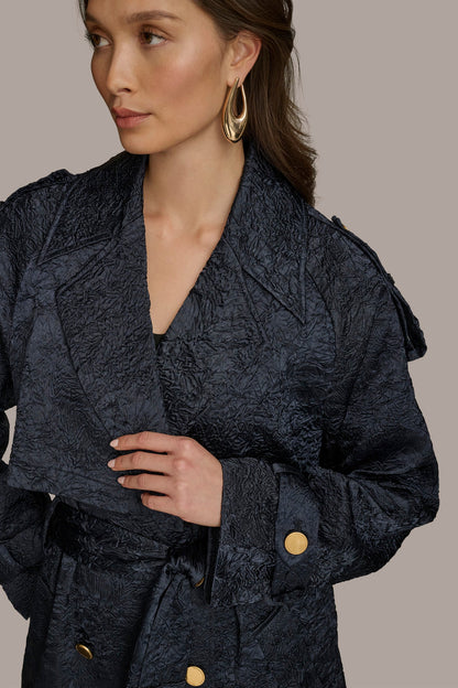 CRUSHED SATIN TRENCH COAT