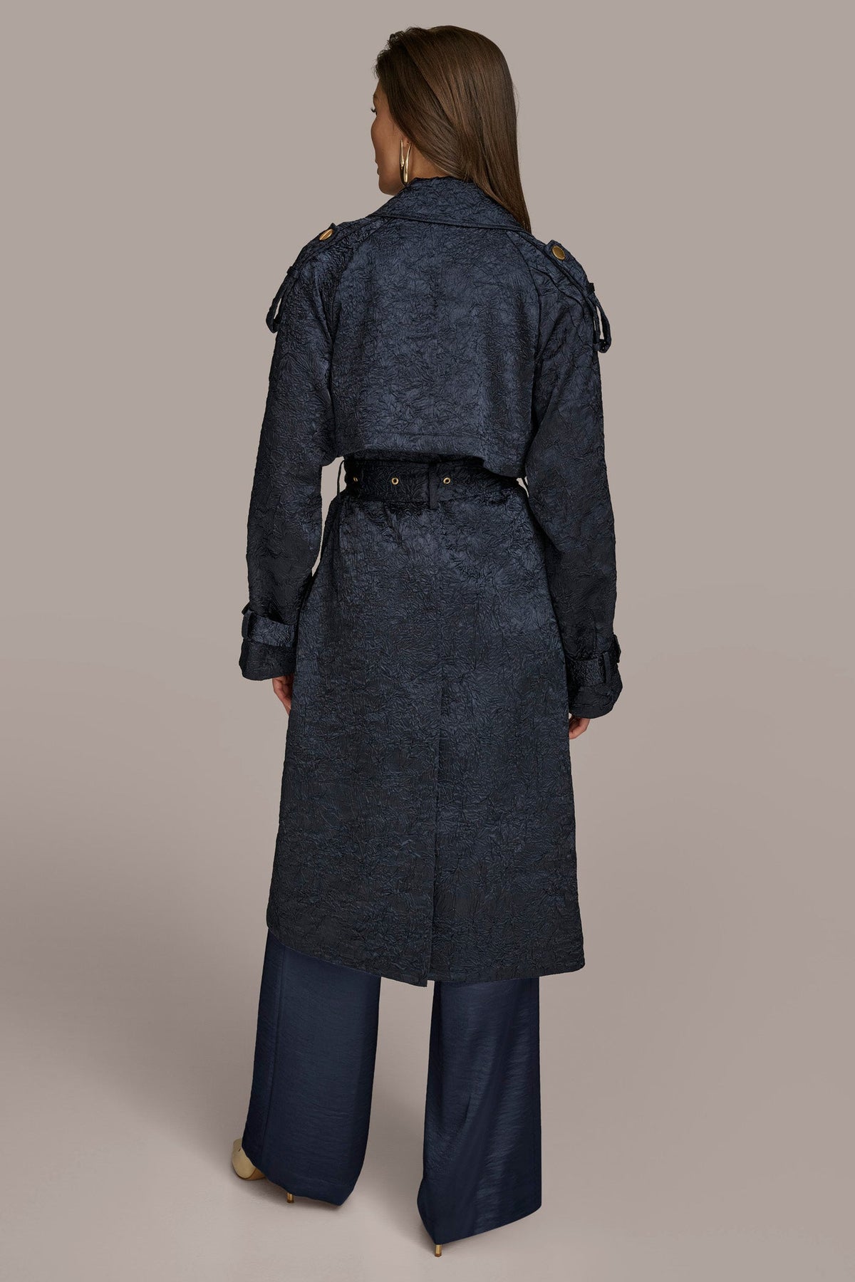 CRUSHED SATIN TRENCH COAT