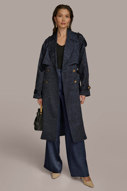 CRUSHED SATIN TRENCH COAT
