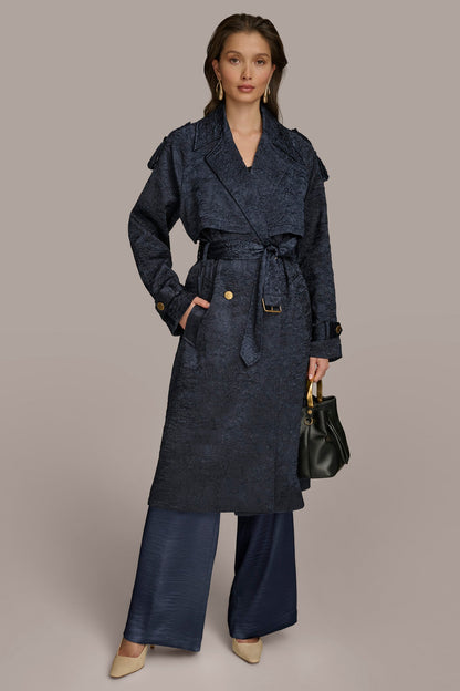 CRUSHED SATIN TRENCH COAT