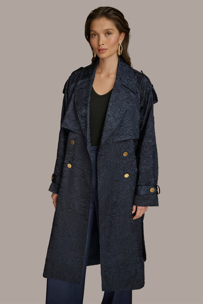 CRUSHED SATIN TRENCH COAT