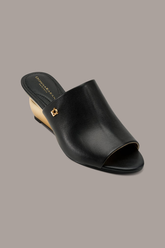 DONNA LEATHER WEDGE MULE SANDAL