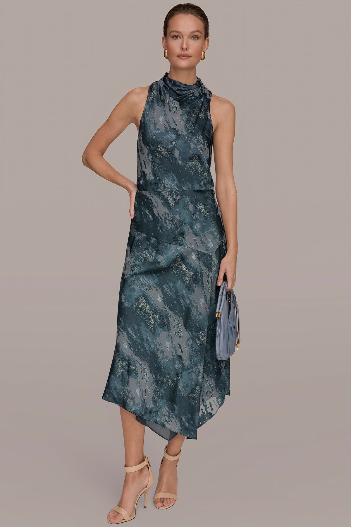 SLEEVELESS METALLIC BURNOUT DRESS