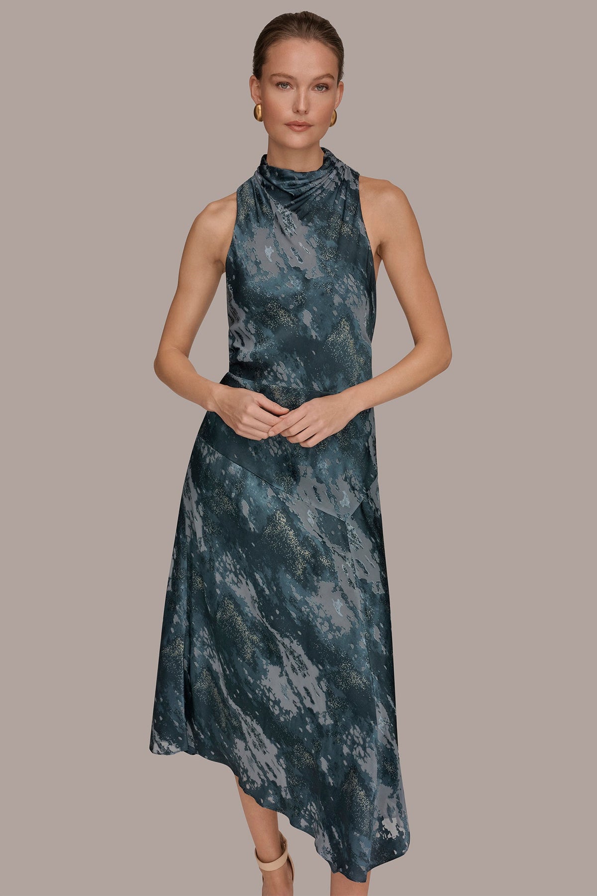 SLEEVELESS METALLIC BURNOUT DRESS