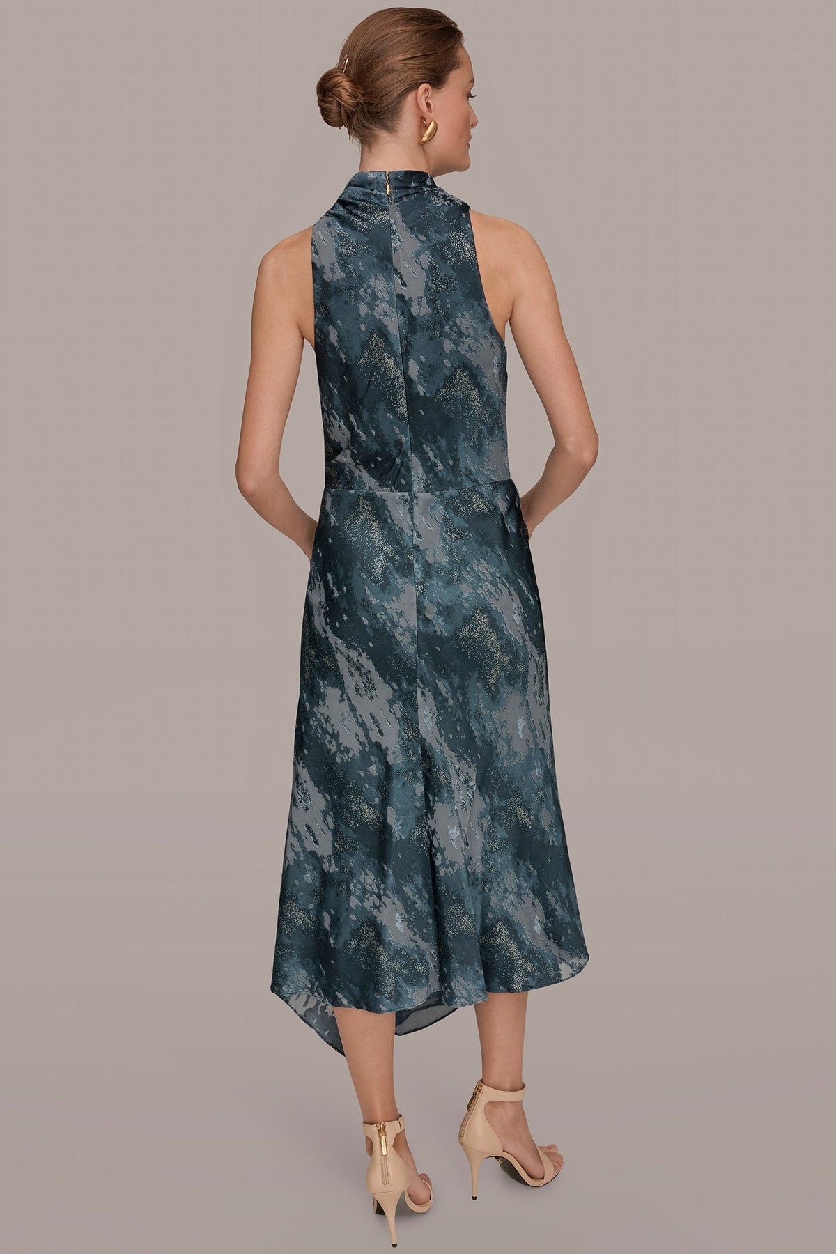 SLEEVELESS METALLIC BURNOUT DRESS
