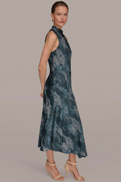 SLEEVELESS METALLIC BURNOUT DRESS