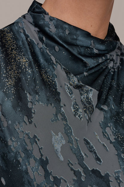 SLEEVELESS METALLIC BURNOUT DRESS