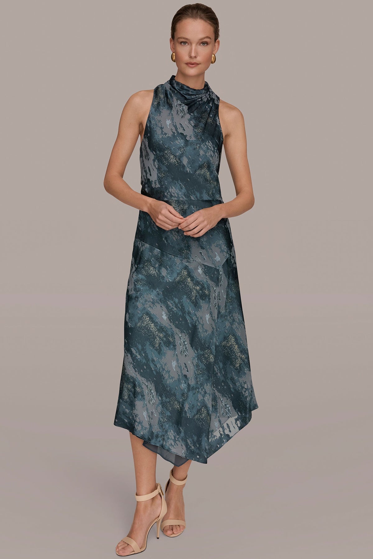 SLEEVELESS METALLIC BURNOUT DRESS