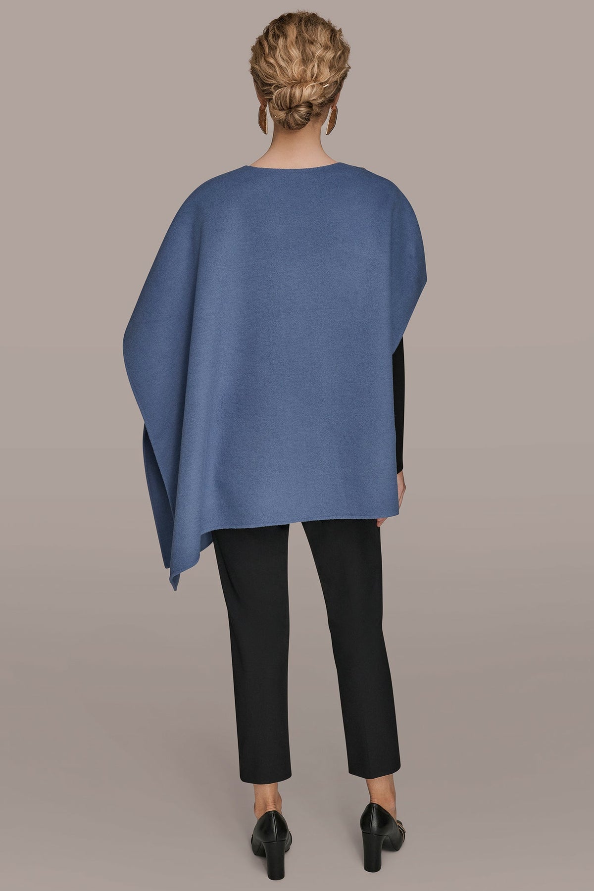 BUTTON-EMBELLISHED WOOL-BLEND CAPE