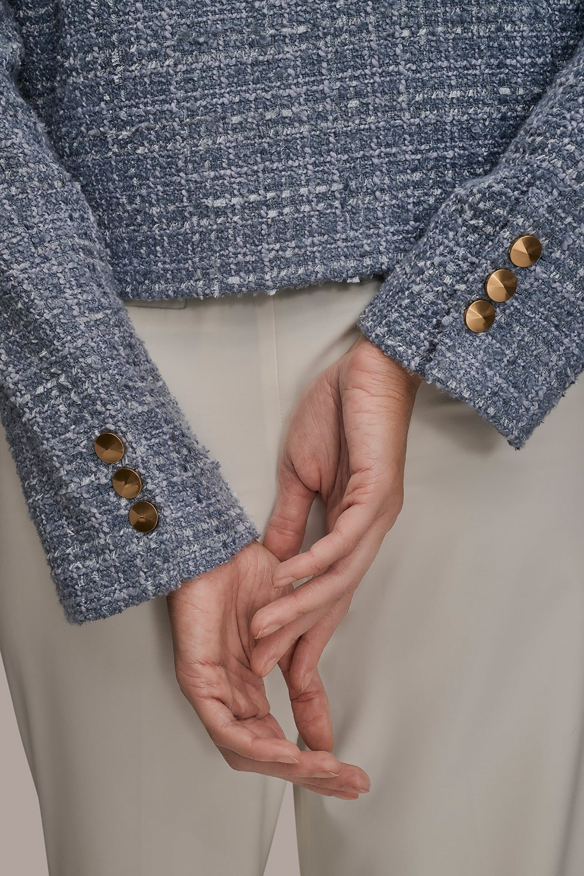 CROPPED DOUBLE-BREASTED FRINGED TWEED JACKET