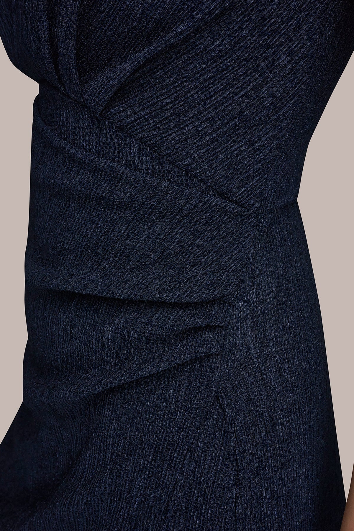 CRINKLED SLEEVELESS RUCHED MIDI DRESS
