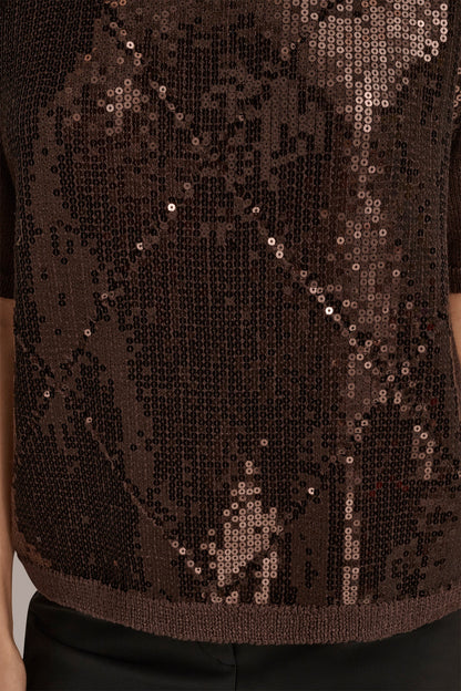 ELBOW-SLEEVE SEQUIN SWEATER