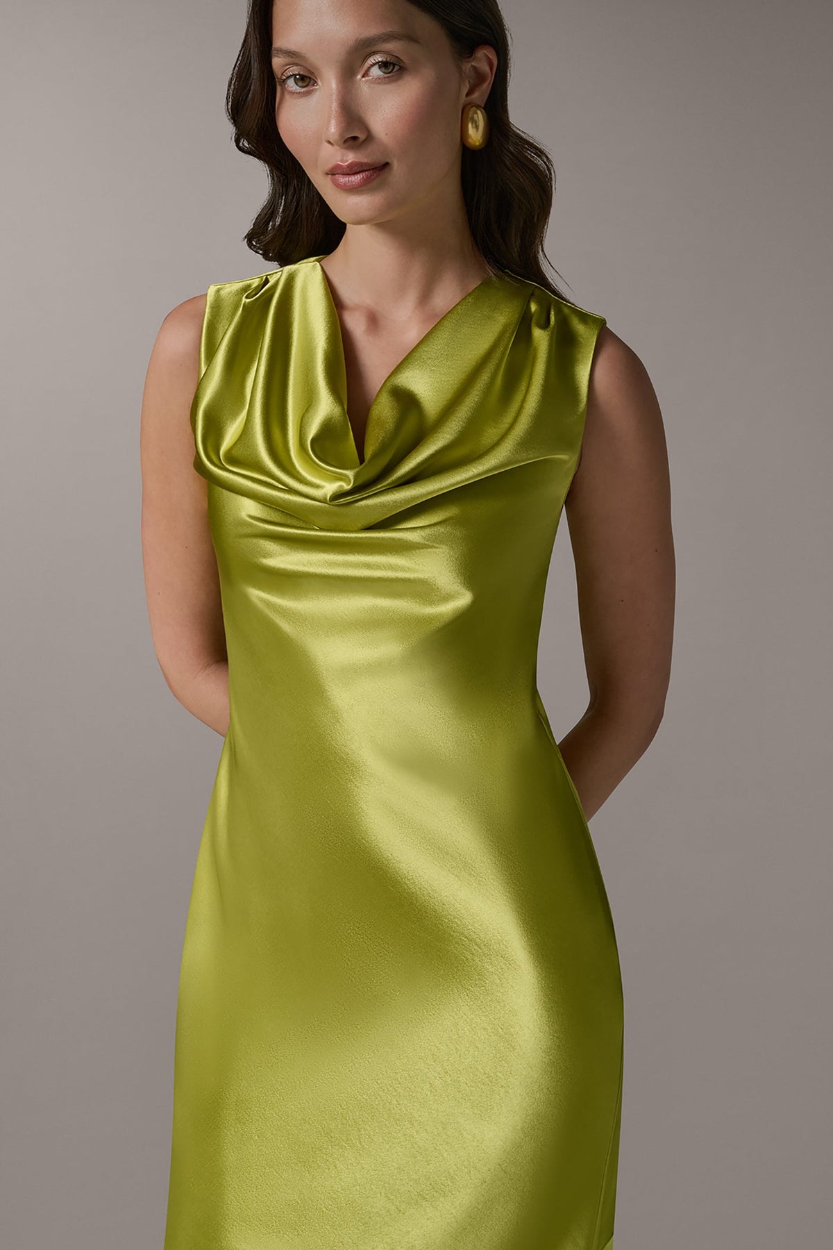 SLEEVELESS COWL-NECK GOWN