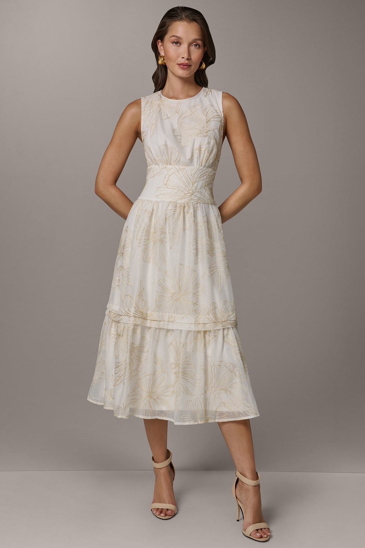 SLEEVELESS CUTOUT MIDI A-LINE DRESS