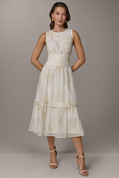 SLEEVELESS CUTOUT MIDI A-LINE DRESS