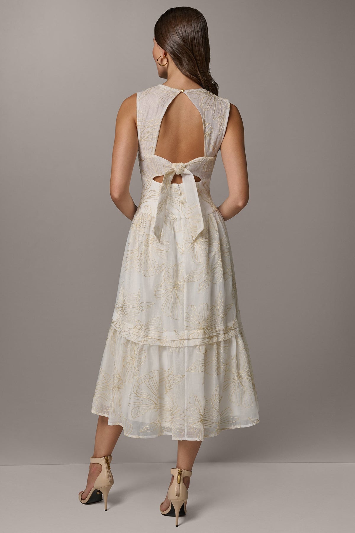 SLEEVELESS CUTOUT MIDI A-LINE DRESS